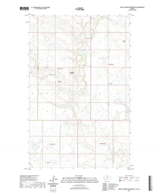 North Chinook Reservoir NW Montana US Topo Map Image