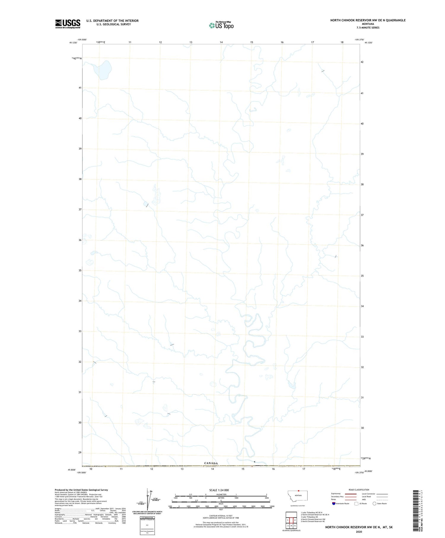 North Chinook Reservoir NW OE N Montana US Topo Map Image