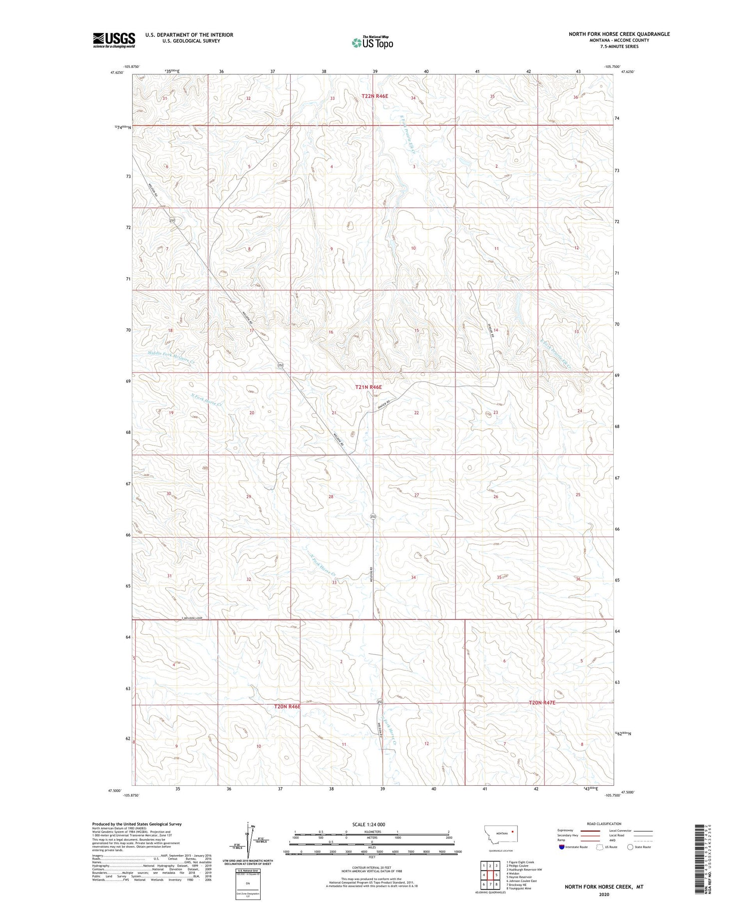 North Fork Horse Creek Montana US Topo Map Image