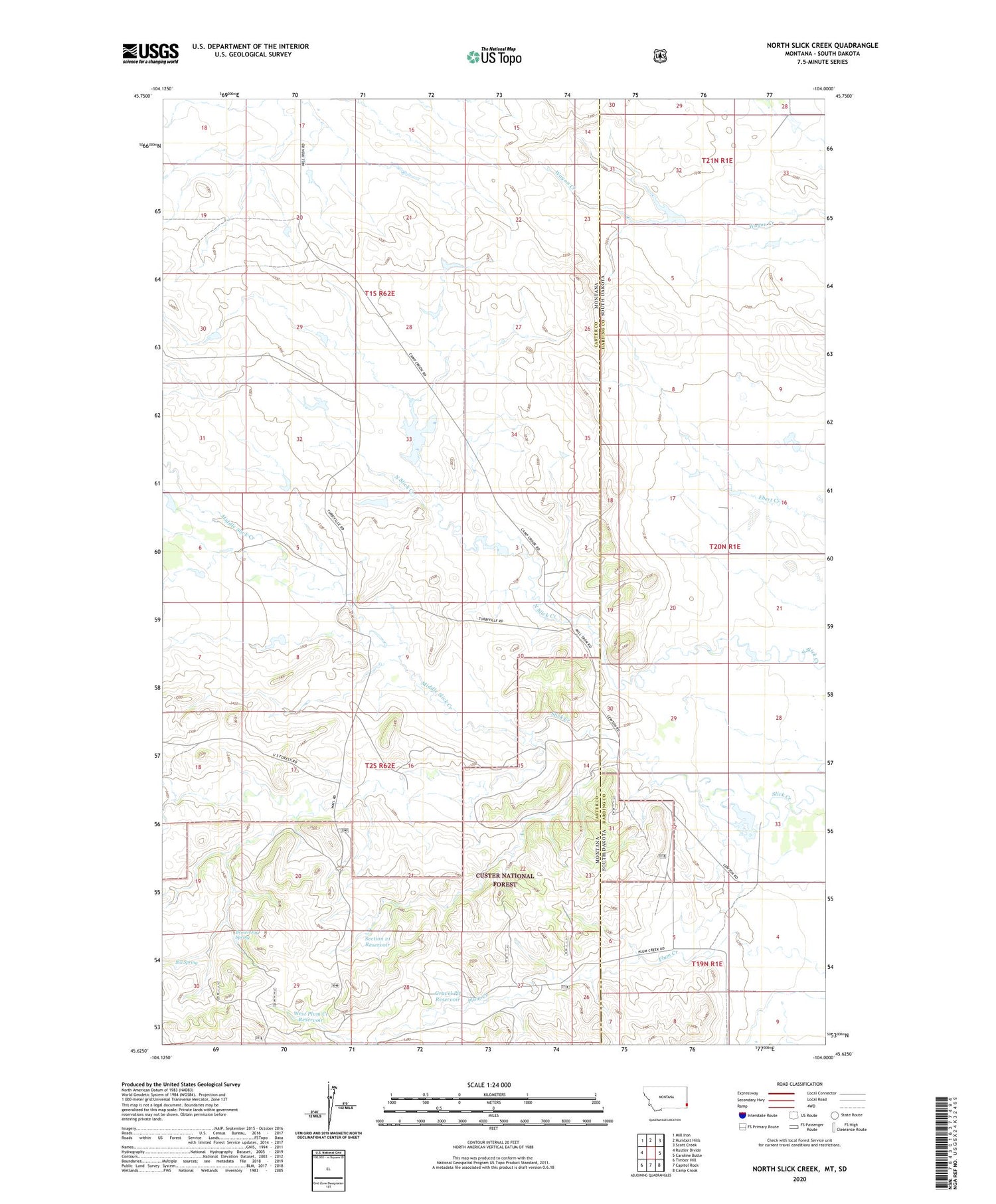 North Slick Creek Montana US Topo Map Image