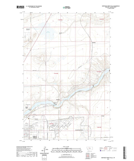 Northeast Great Falls Montana US Topo Map Image