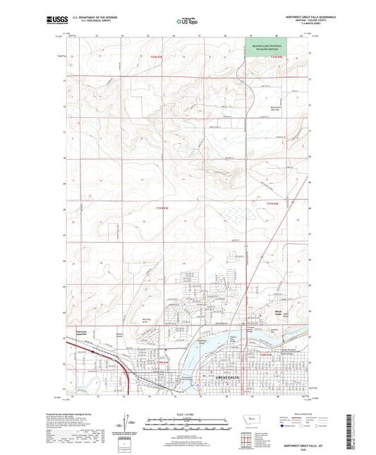 Northwest Great Falls Montana US Topo Map Image