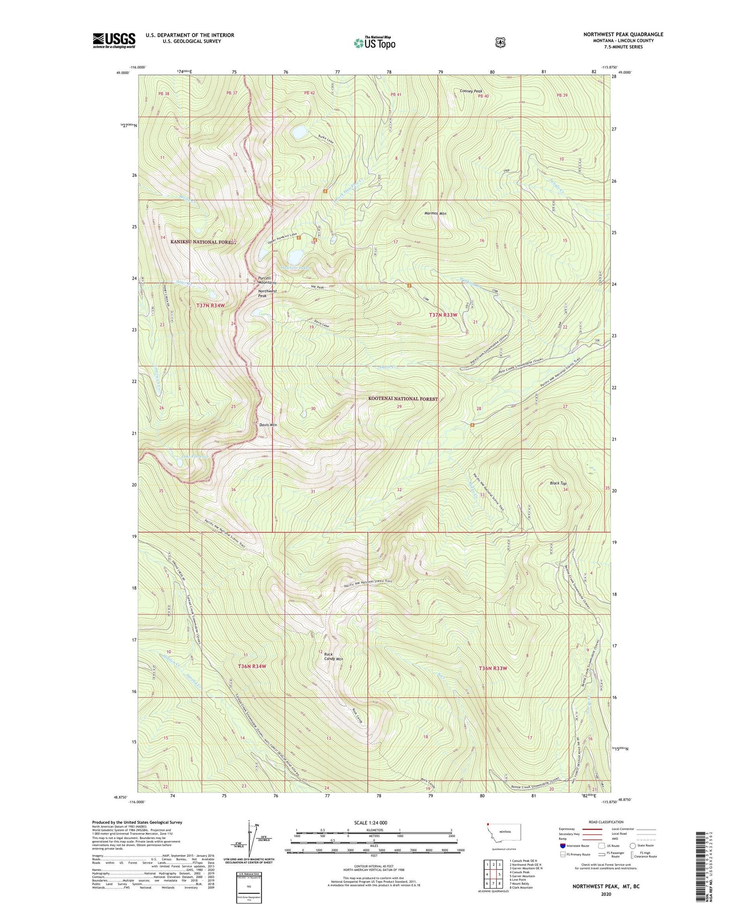 Northwest Peak Montana US Topo Map Image