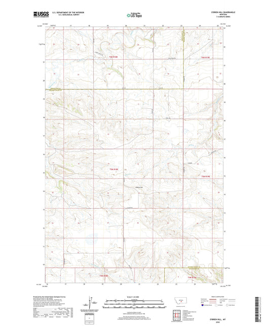 O'Brien Hill Montana US Topo Map Image