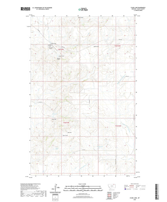 O'Juel Lake Montana US Topo Map Image
