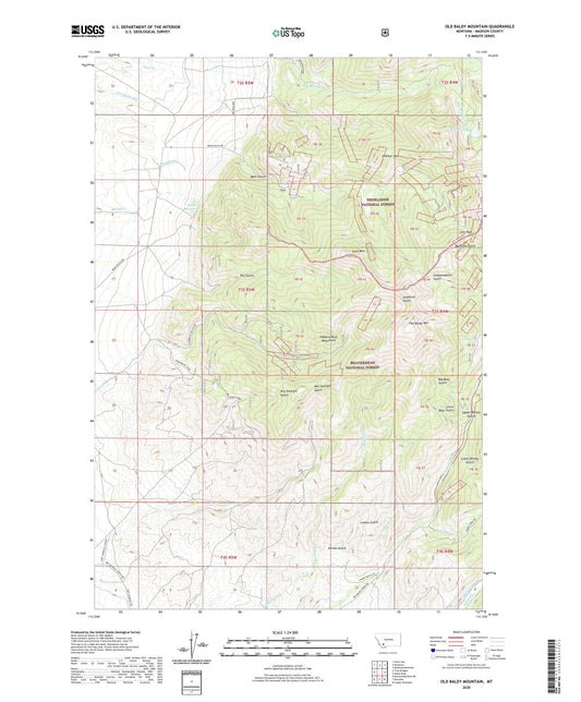 Old Baldy Mountain Montana US Topo Map Image