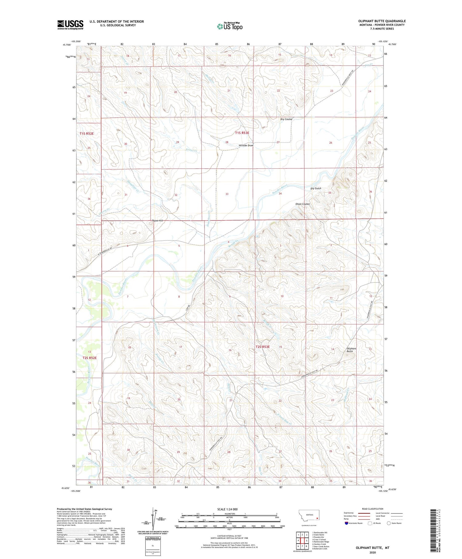Oliphant Butte Montana US Topo Map Image