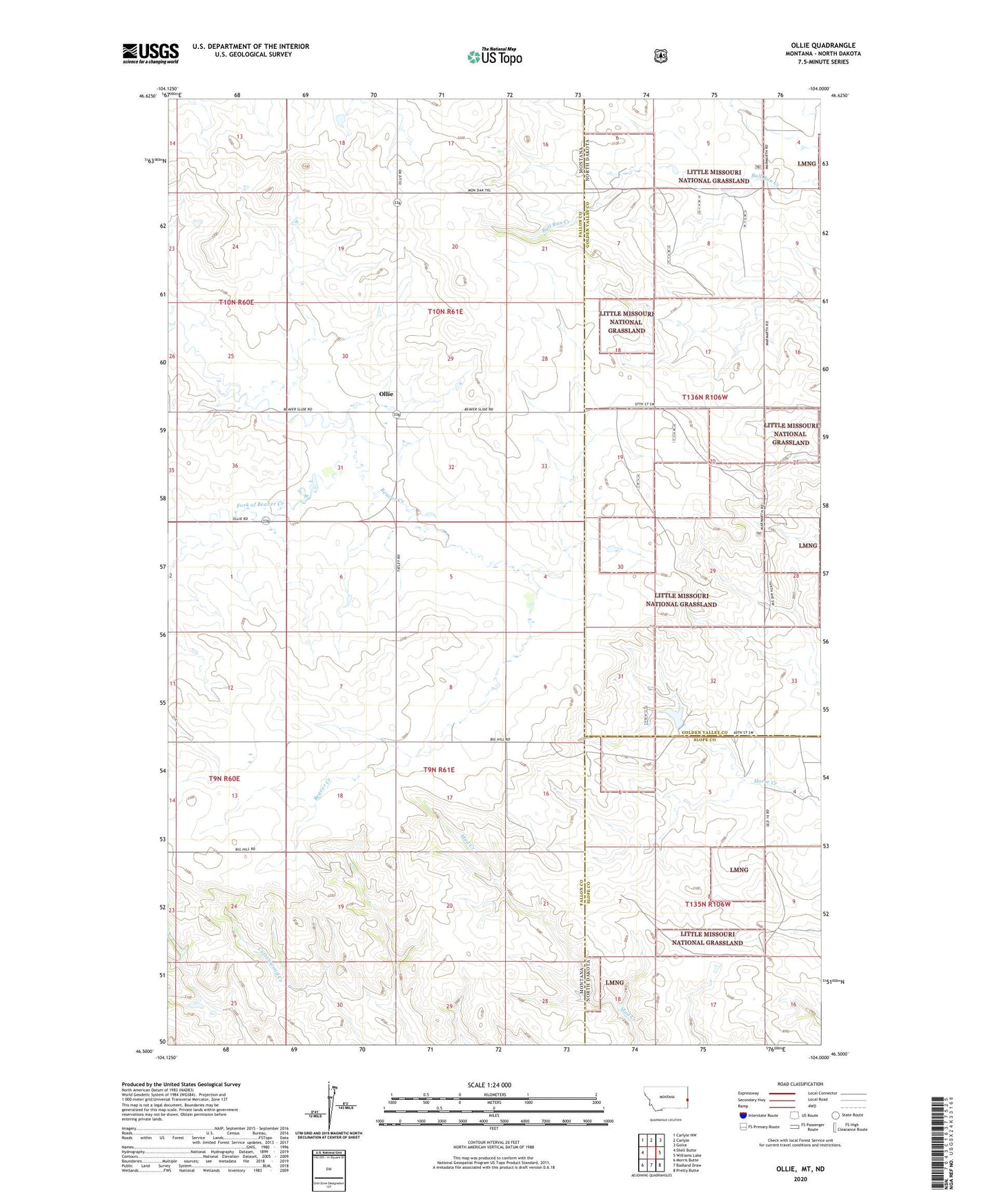 Ollie Montana US Topo Map Image