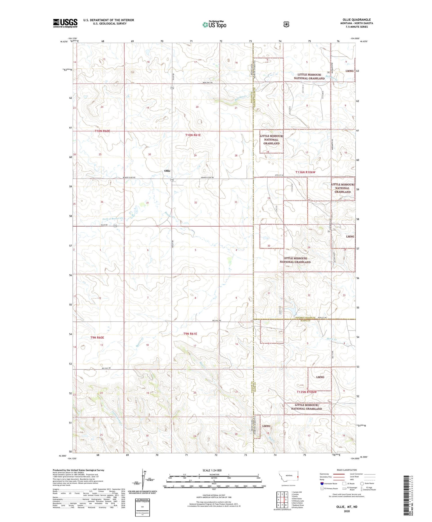 Ollie Montana US Topo Map Image
