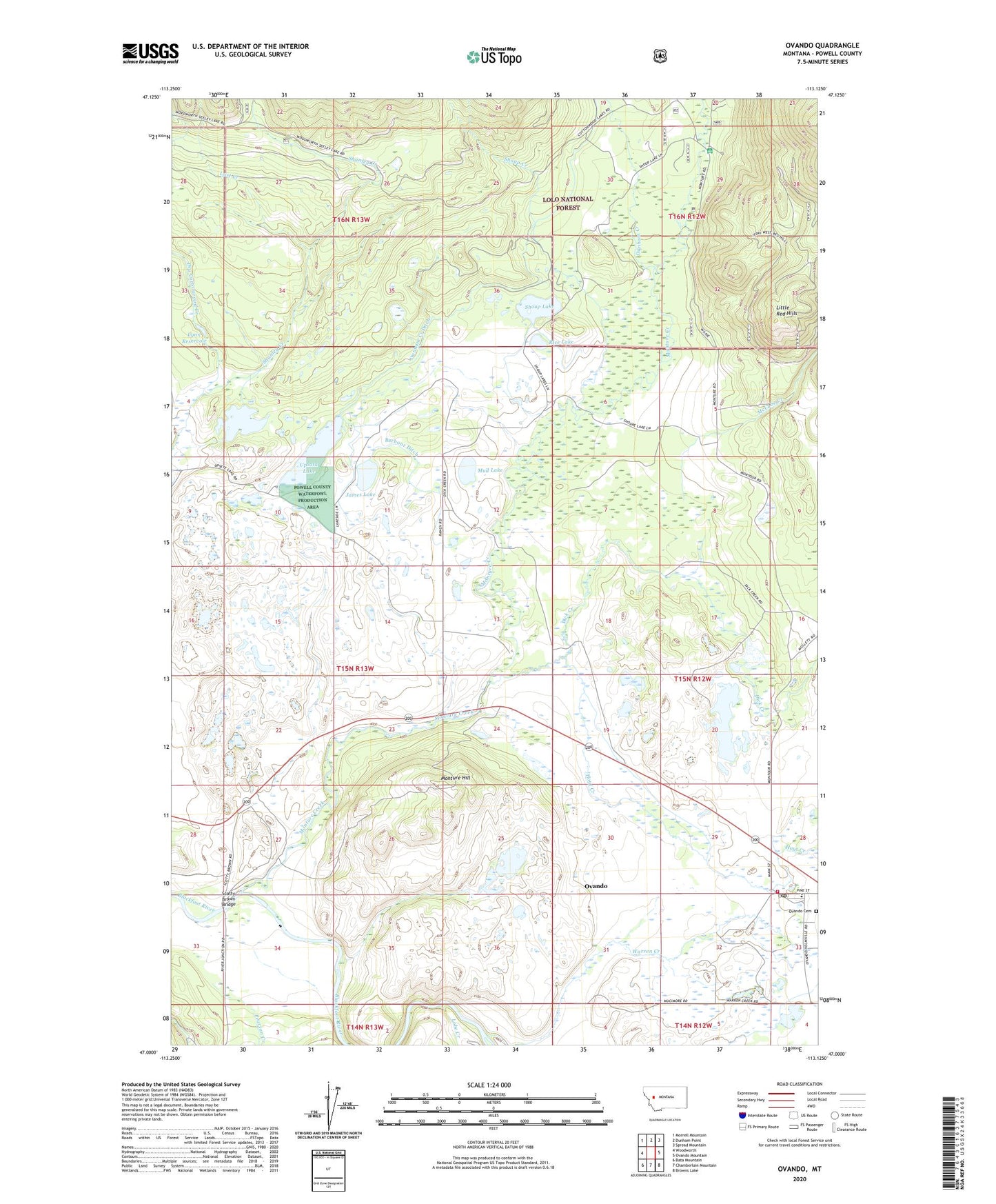 Ovando Montana US Topo Map Image