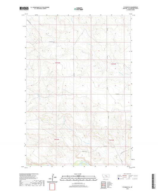 P K Ranch SE Montana US Topo Map Image
