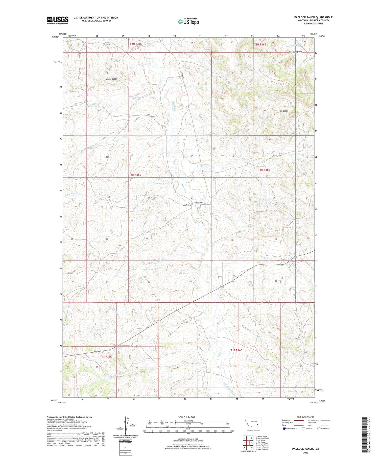 Padlock Ranch Montana US Topo Map Image