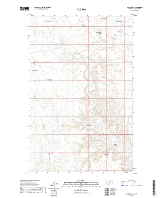 Papoose Hills Montana US Topo Map Image