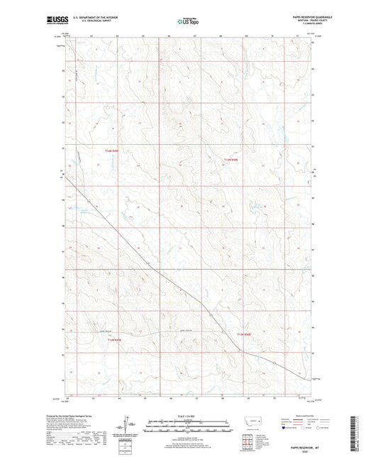 Papps Reservoir Montana US Topo Map Image