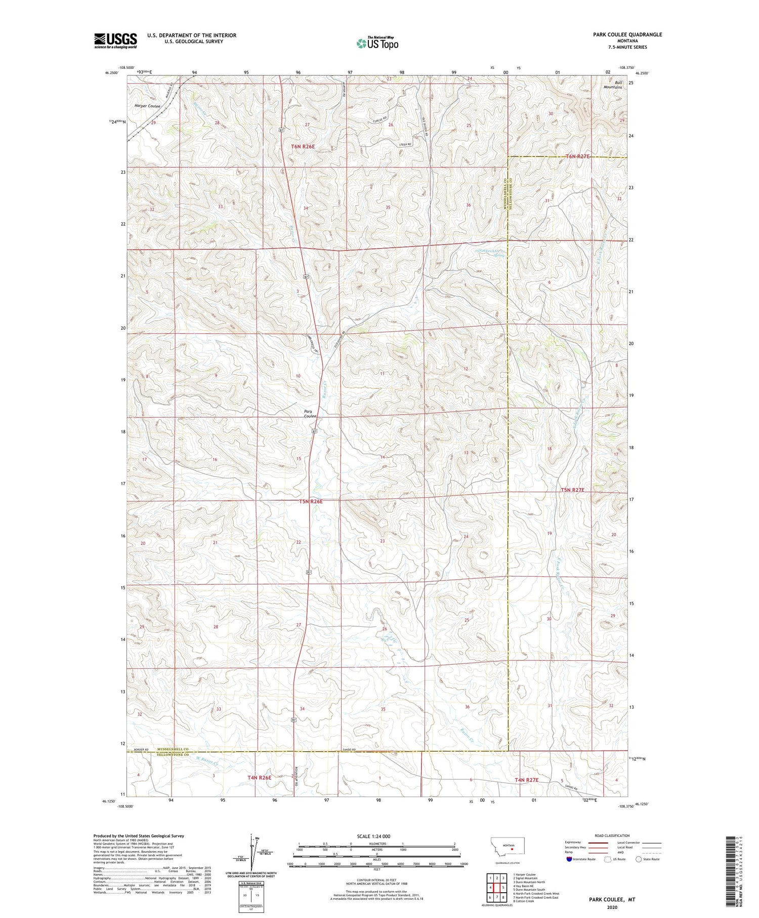 Park Coulee Montana US Topo Map Image