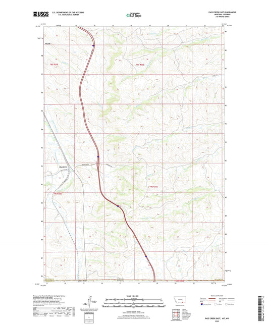 Pass Creek East Montana US Topo Map Image