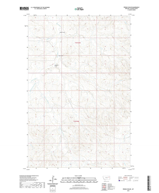 Pedigo Coulee Montana US Topo Map Image