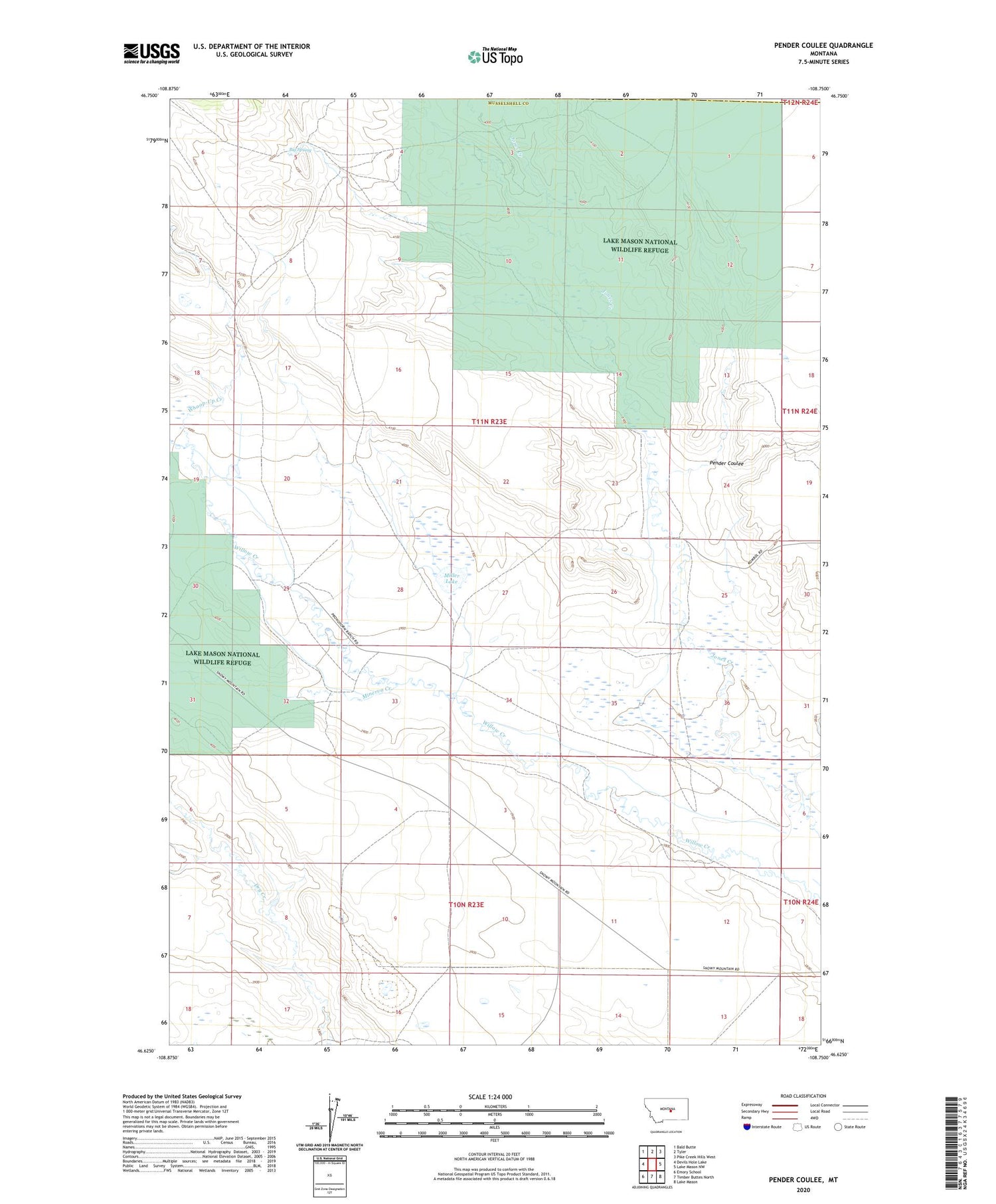 Pender Coulee Montana US Topo Map Image