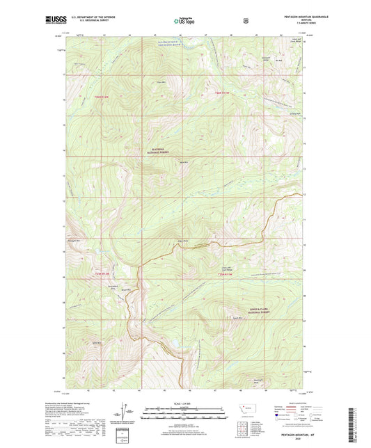 Pentagon Mountain Montana US Topo Map Image