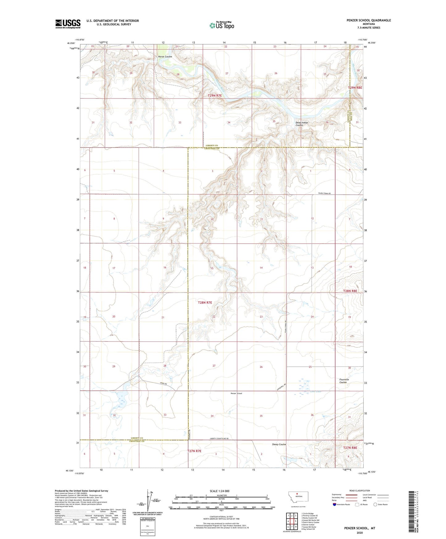 Penzer School Montana US Topo Map Image