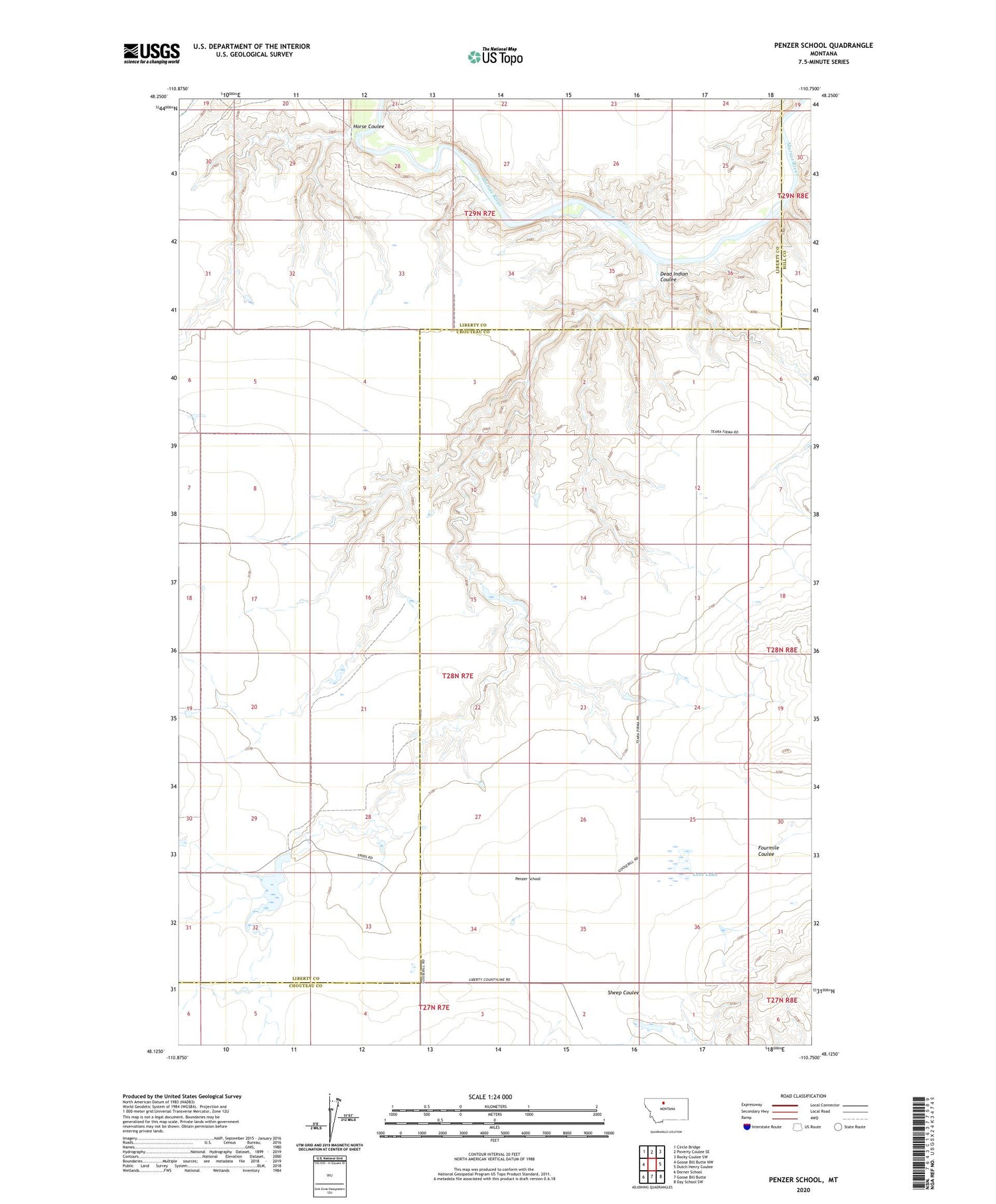 Penzer School Montana US Topo Map Image