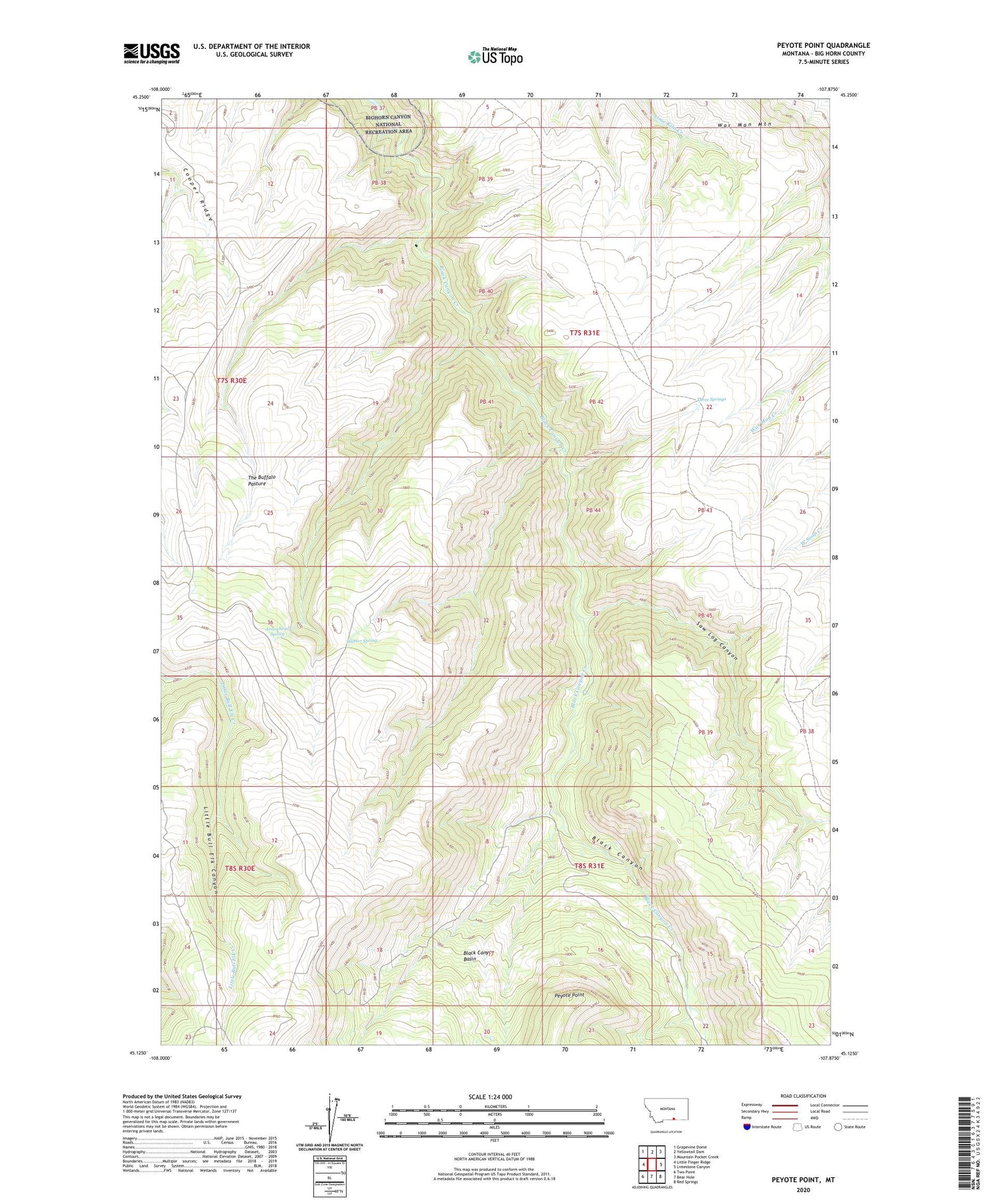 Peyote Point Montana US Topo Map Image