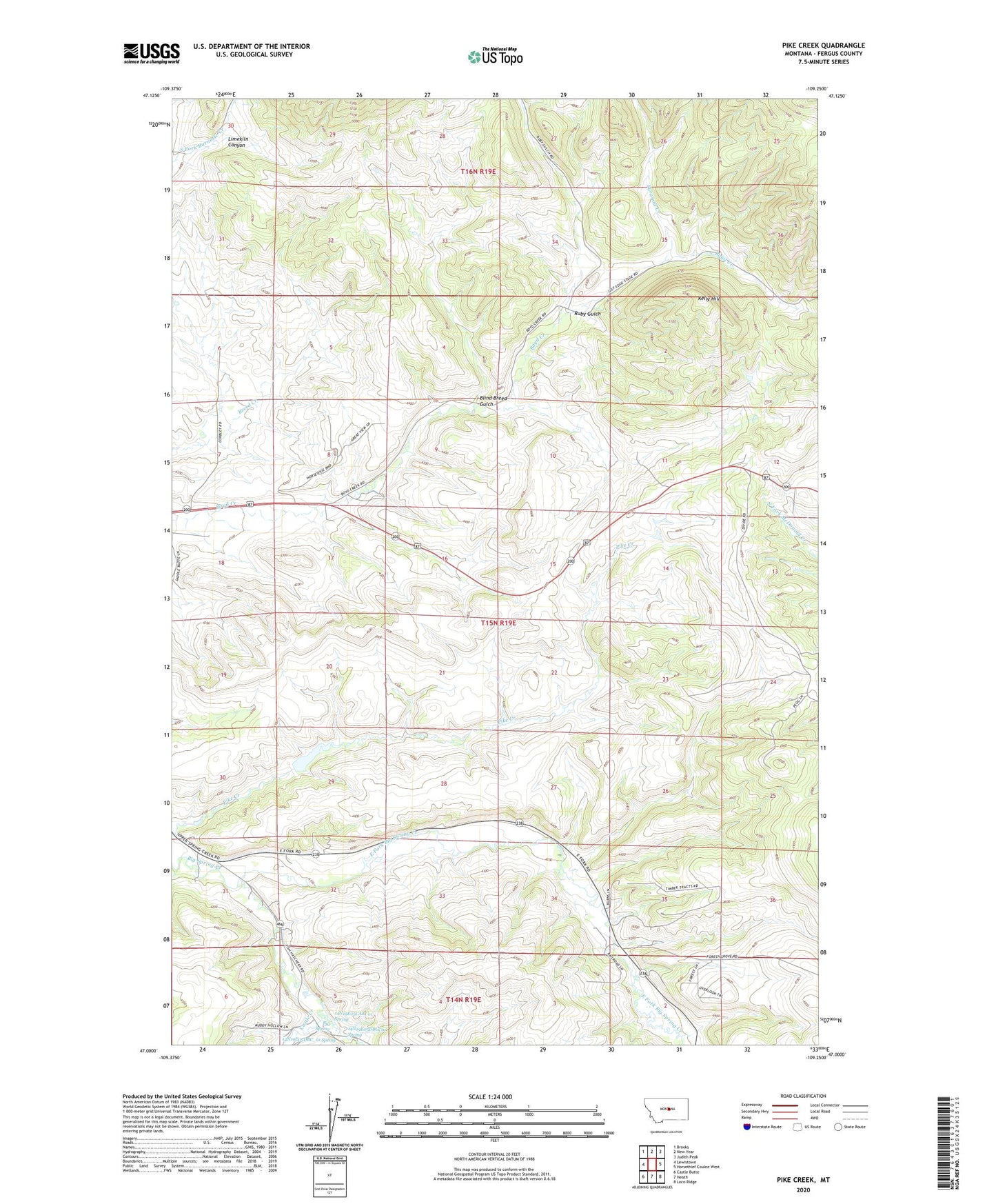 Pike Creek Montana US Topo Map Image