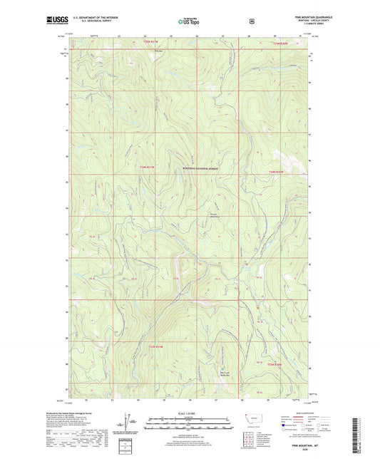 Pink Mountain Montana US Topo Map Image