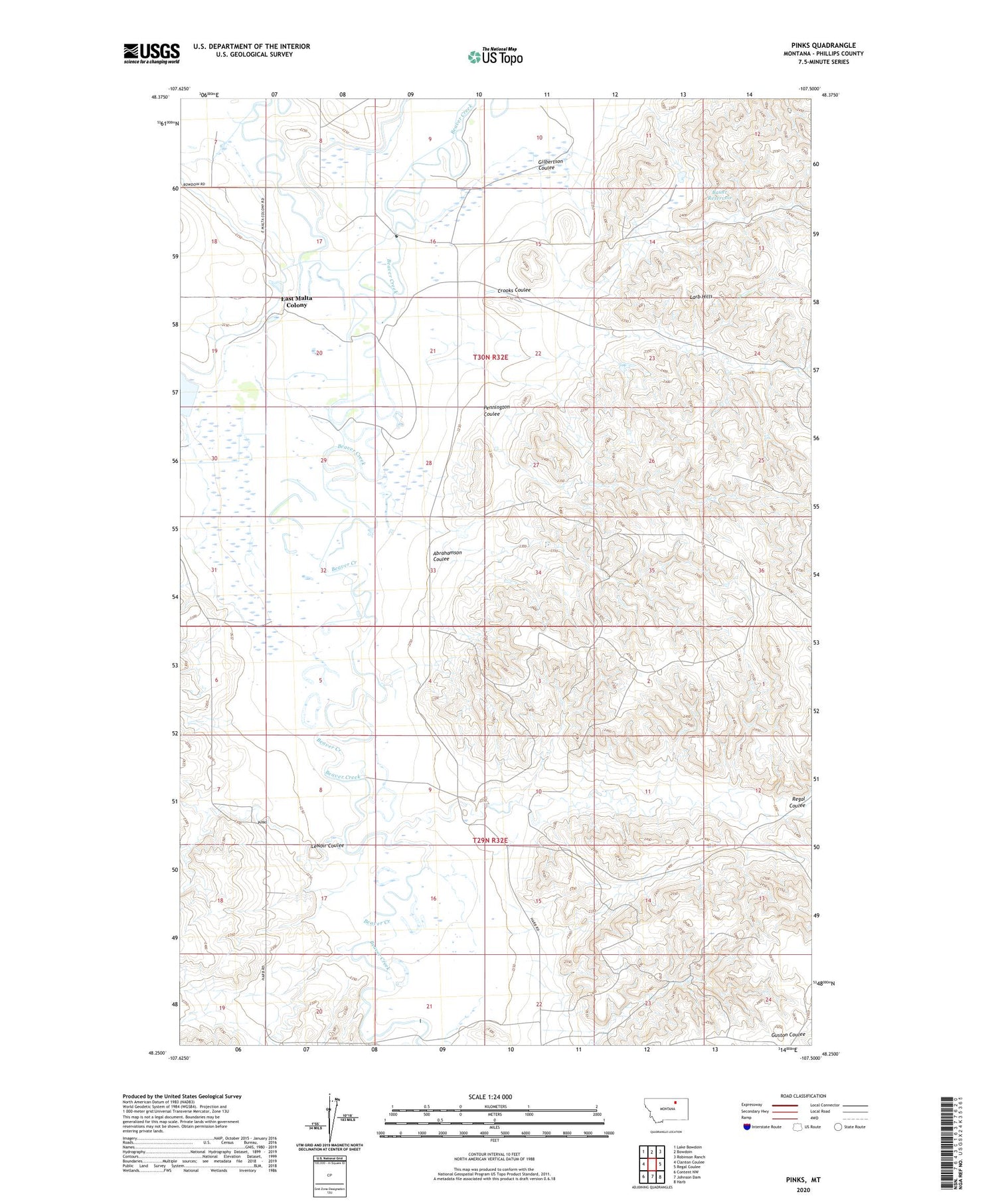 Pinks Montana US Topo Map Image