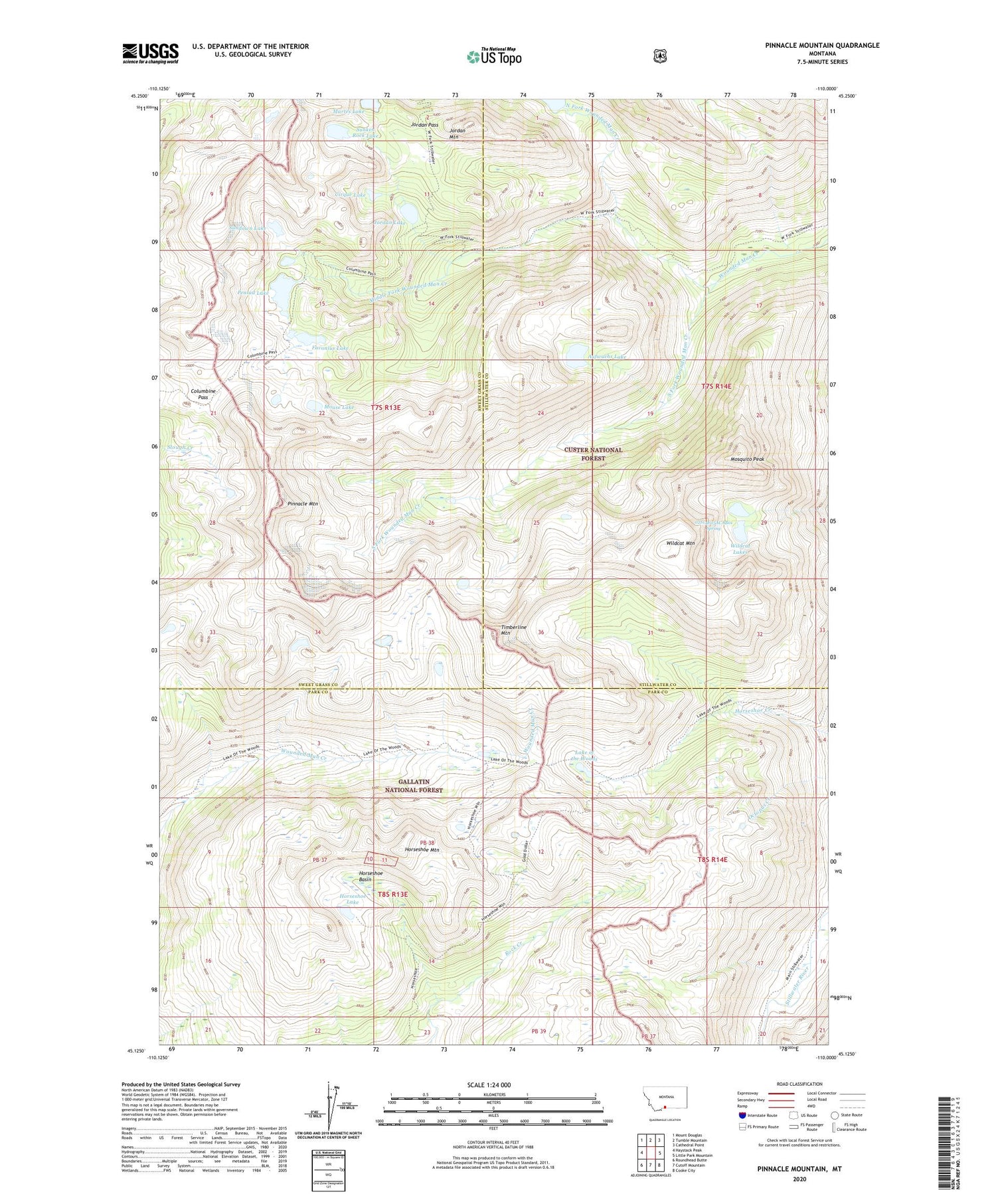 Pinnacle Mountain Montana US Topo Map Image