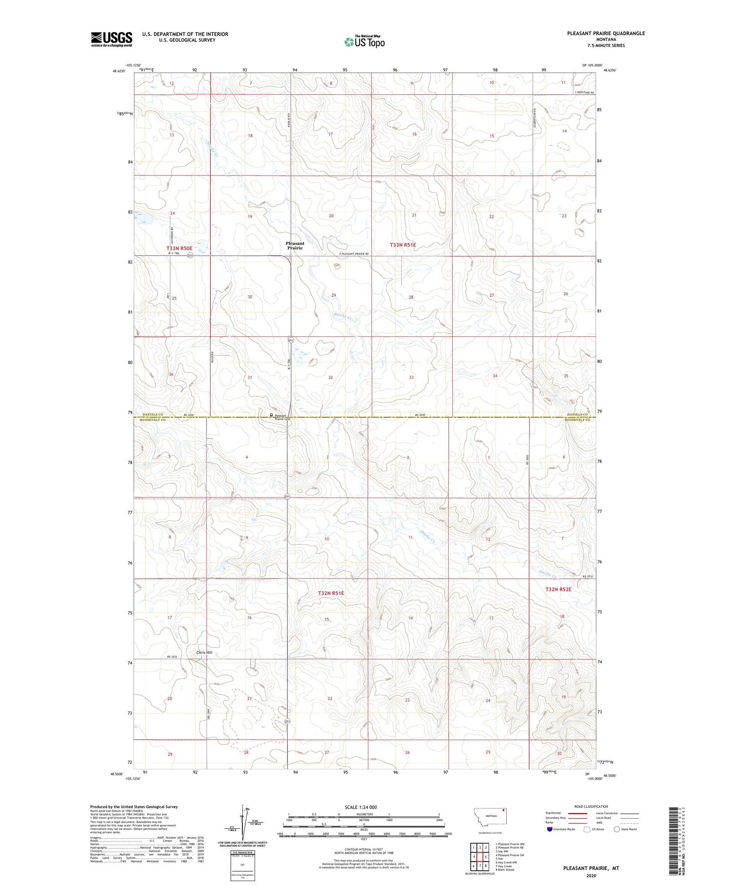 Pleasant Prairie Montana US Topo Map Image