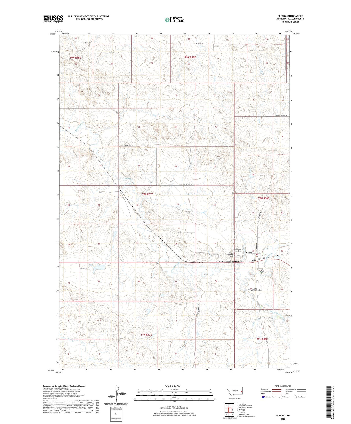 Plevna Montana US Topo Map Image