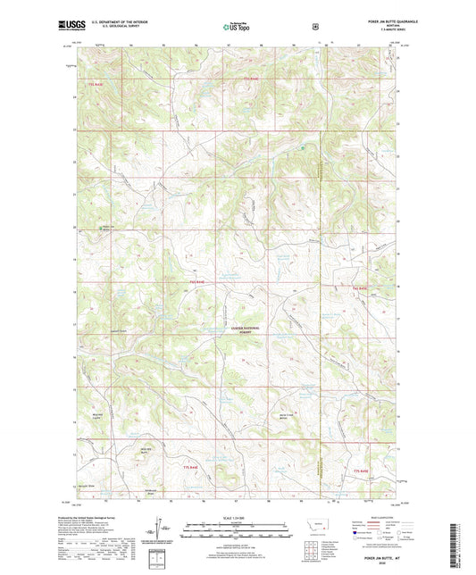 Poker Jim Butte Montana US Topo Map Image