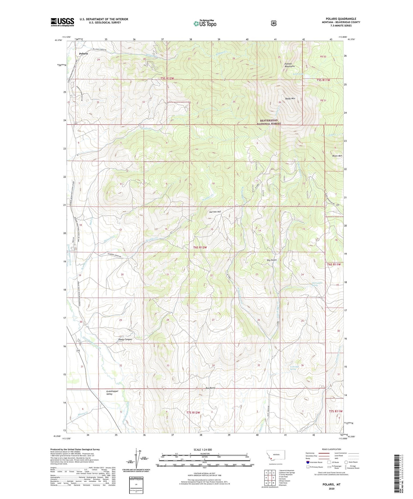 Polaris Montana US Topo Map Image
