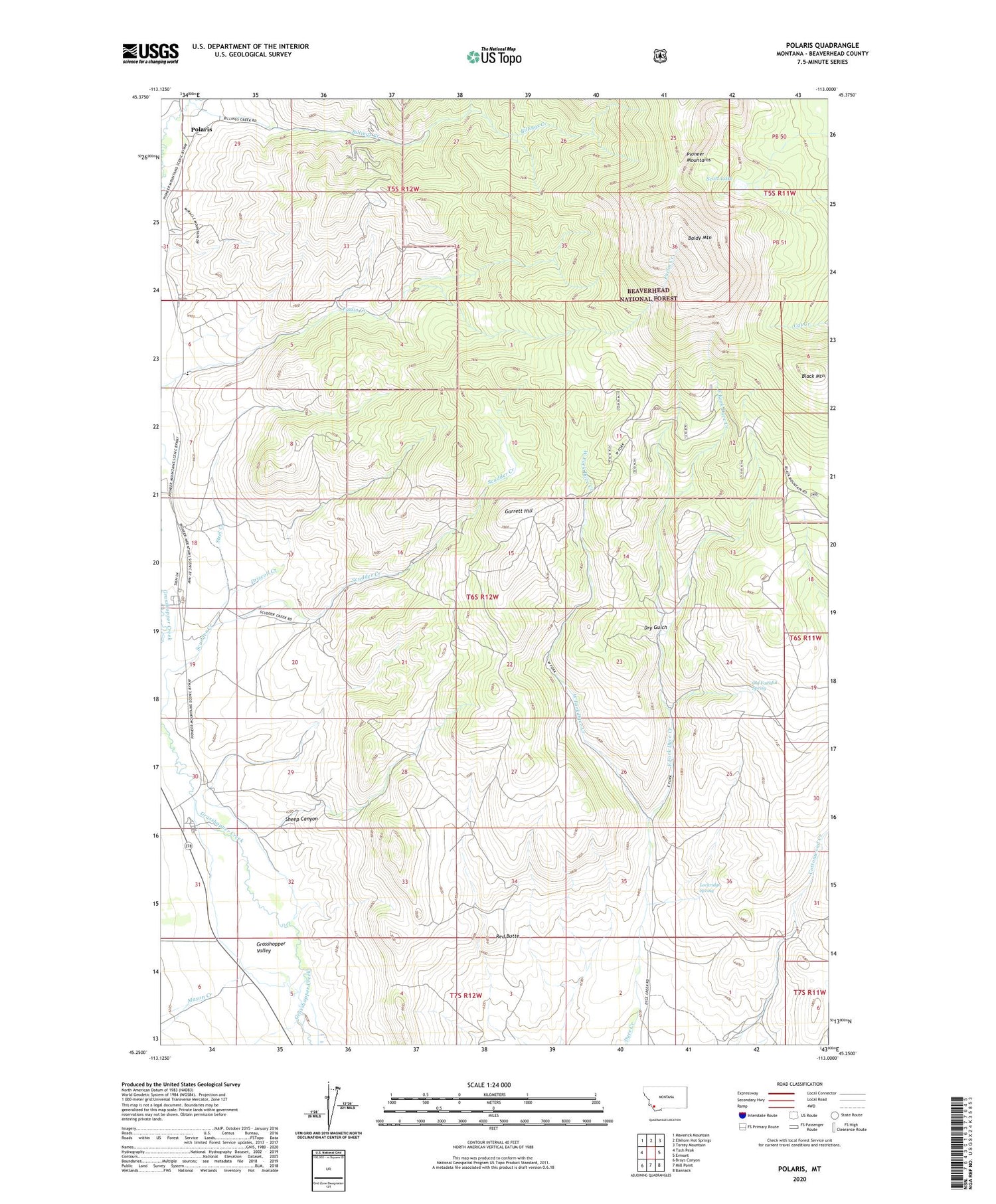 Polaris Montana US Topo Map Image
