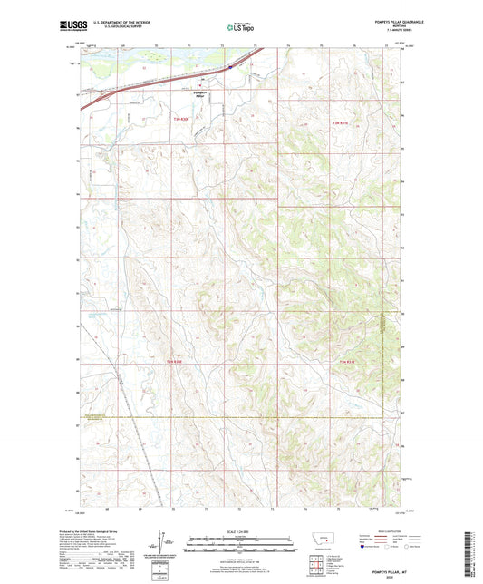 Pompeys Pillar Montana US Topo Map Image