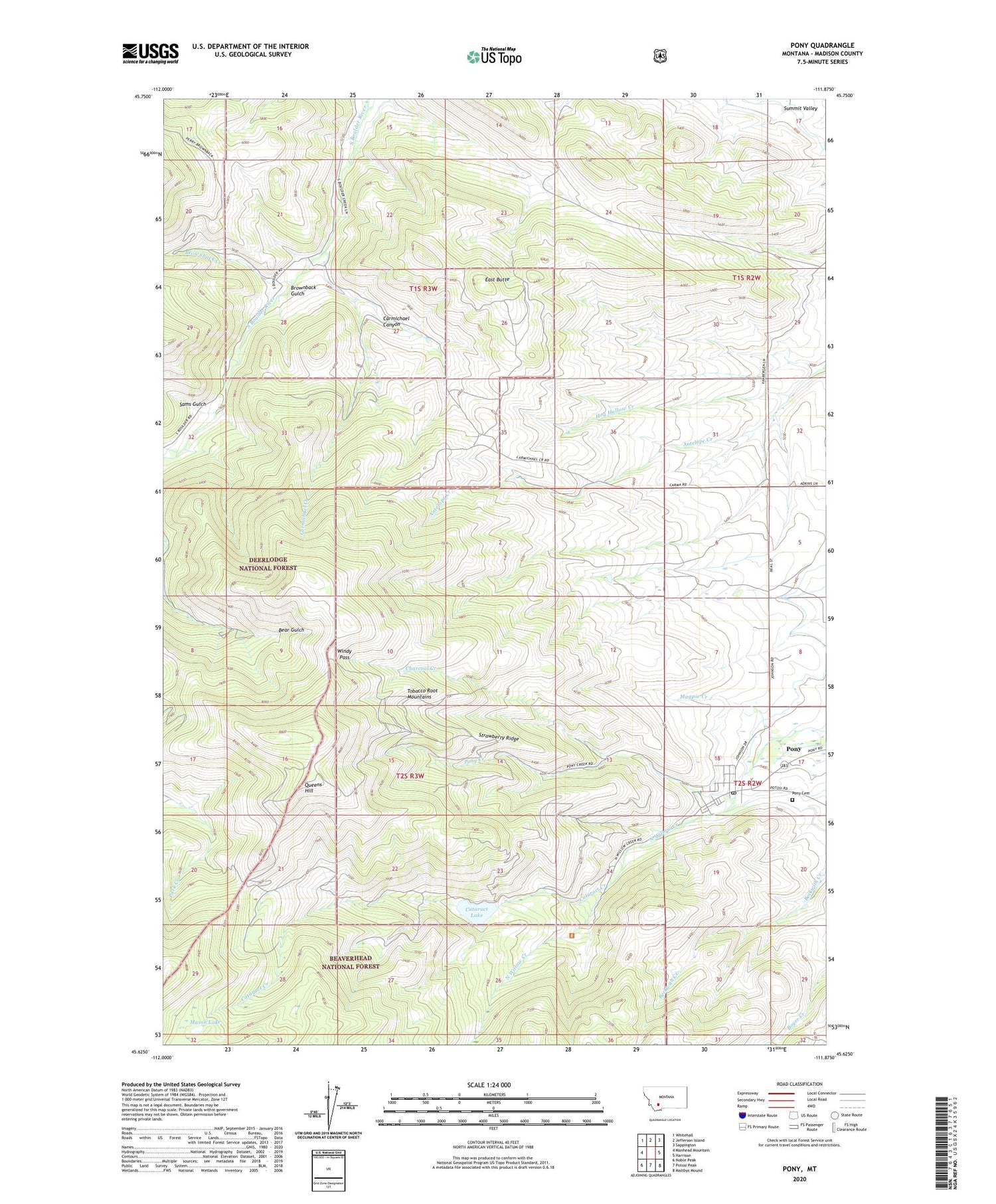 Pony Montana US Topo Map Image