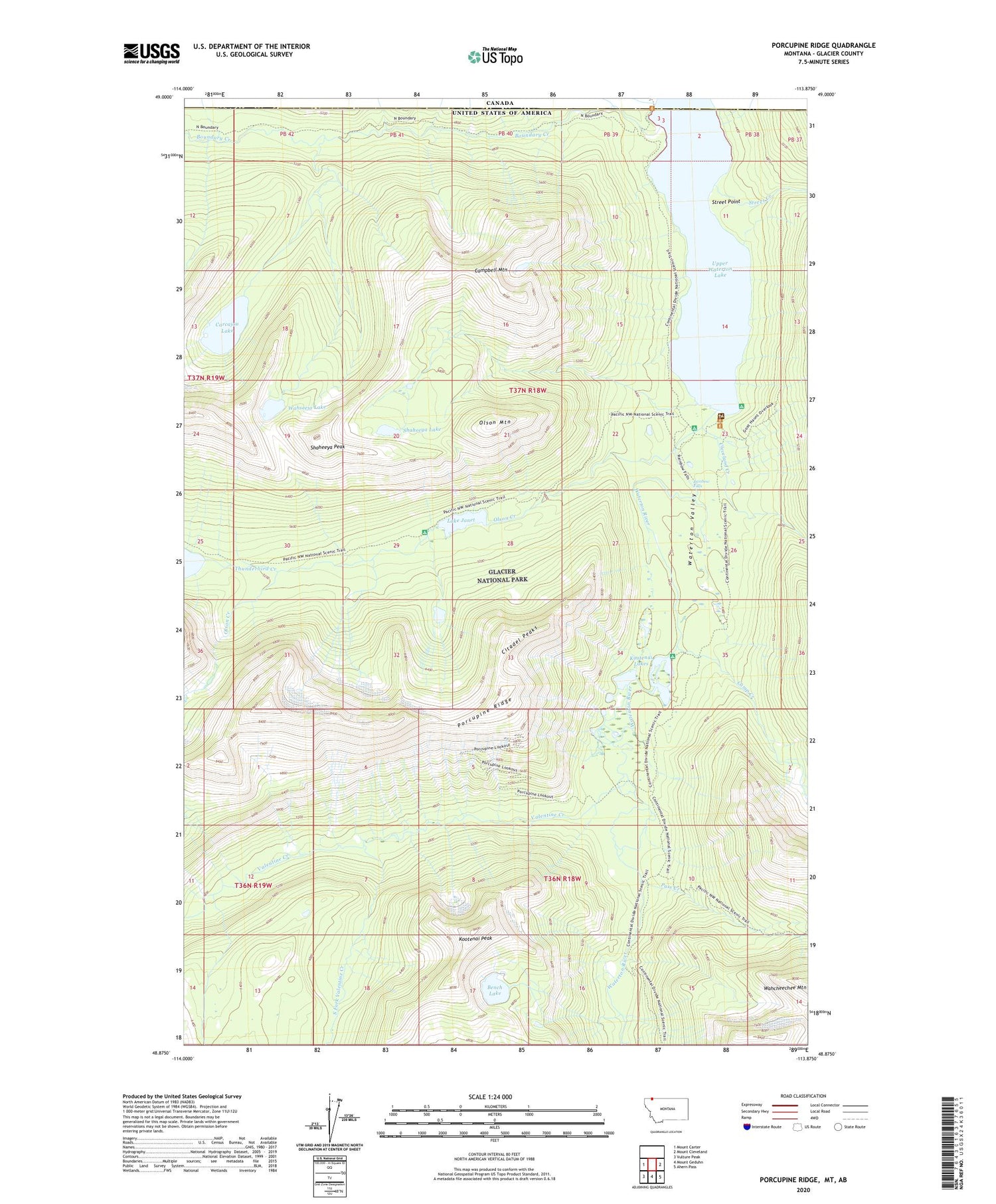Porcupine Ridge Montana US Topo Map Image
