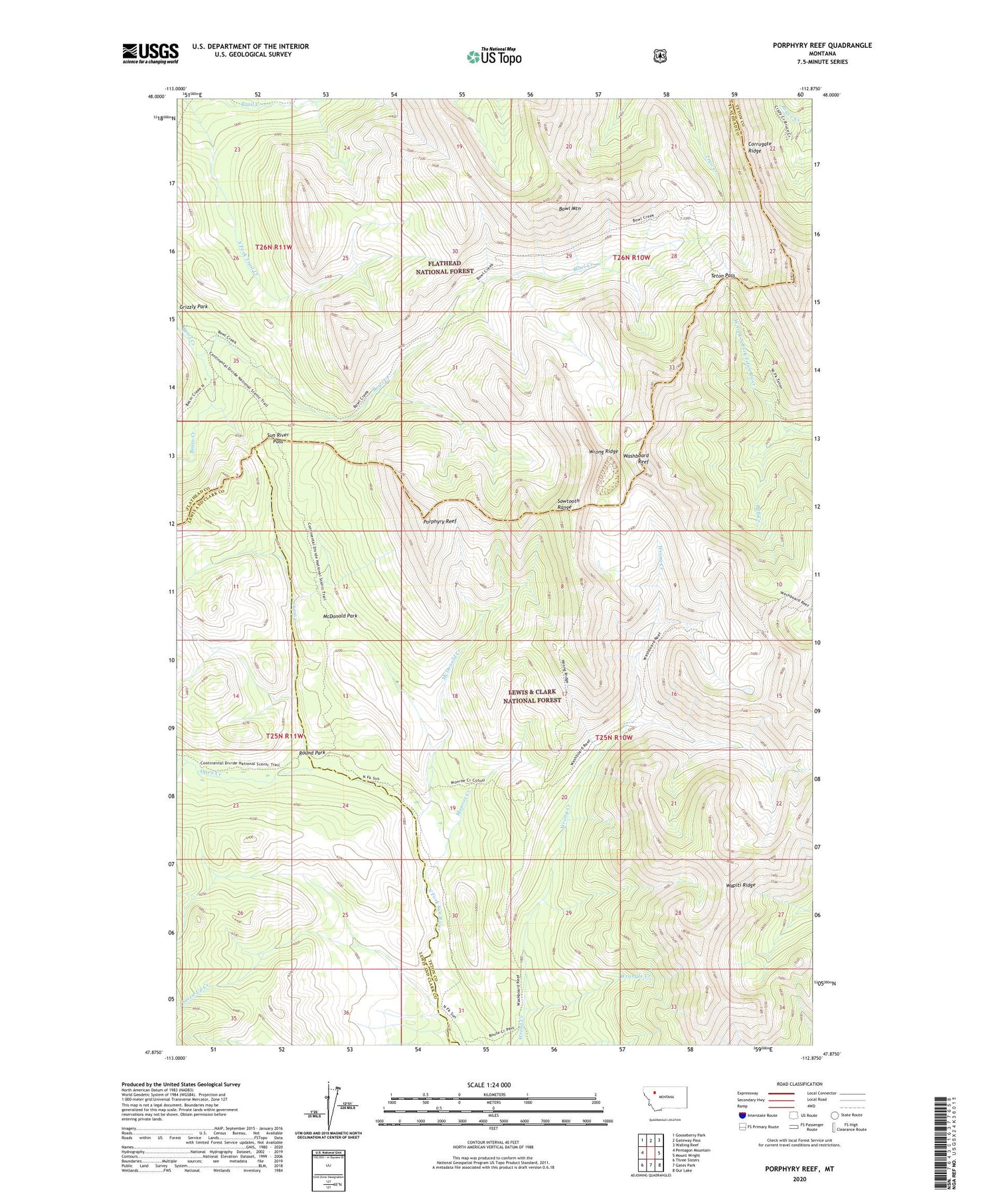 Porphyry Reef Montana US Topo Map Image