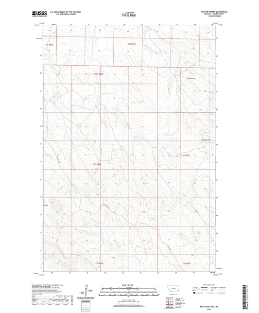 Potato Buttes Montana US Topo Map Image