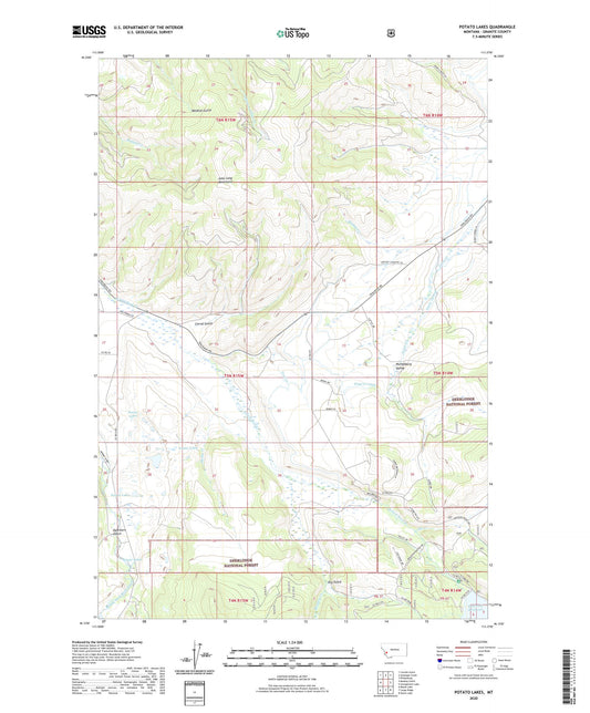 Potato Lakes Montana US Topo Map Image