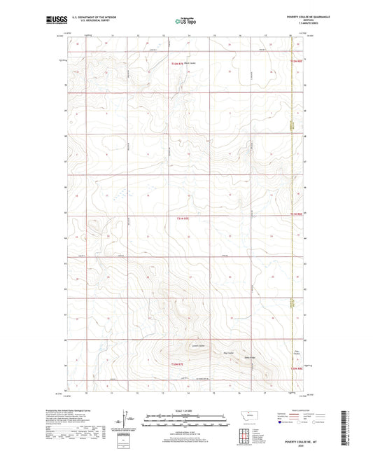 Poverty Coulee NE Montana US Topo Map Image