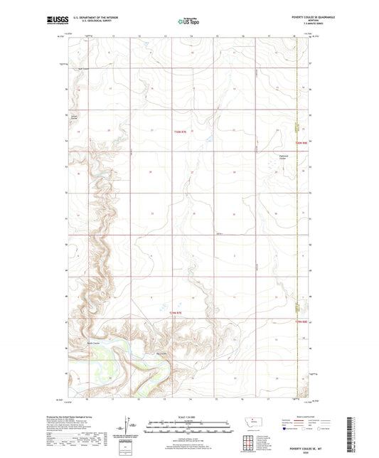Poverty Coulee SE Montana US Topo Map Image