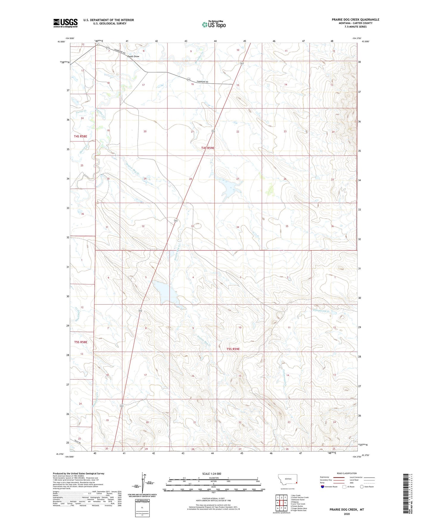Prairie Dog Creek Montana US Topo Map Image