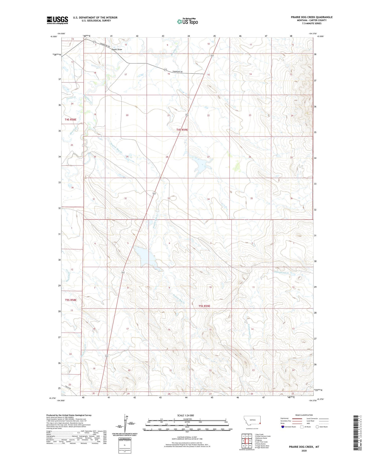 Prairie Dog Creek Montana US Topo Map Image