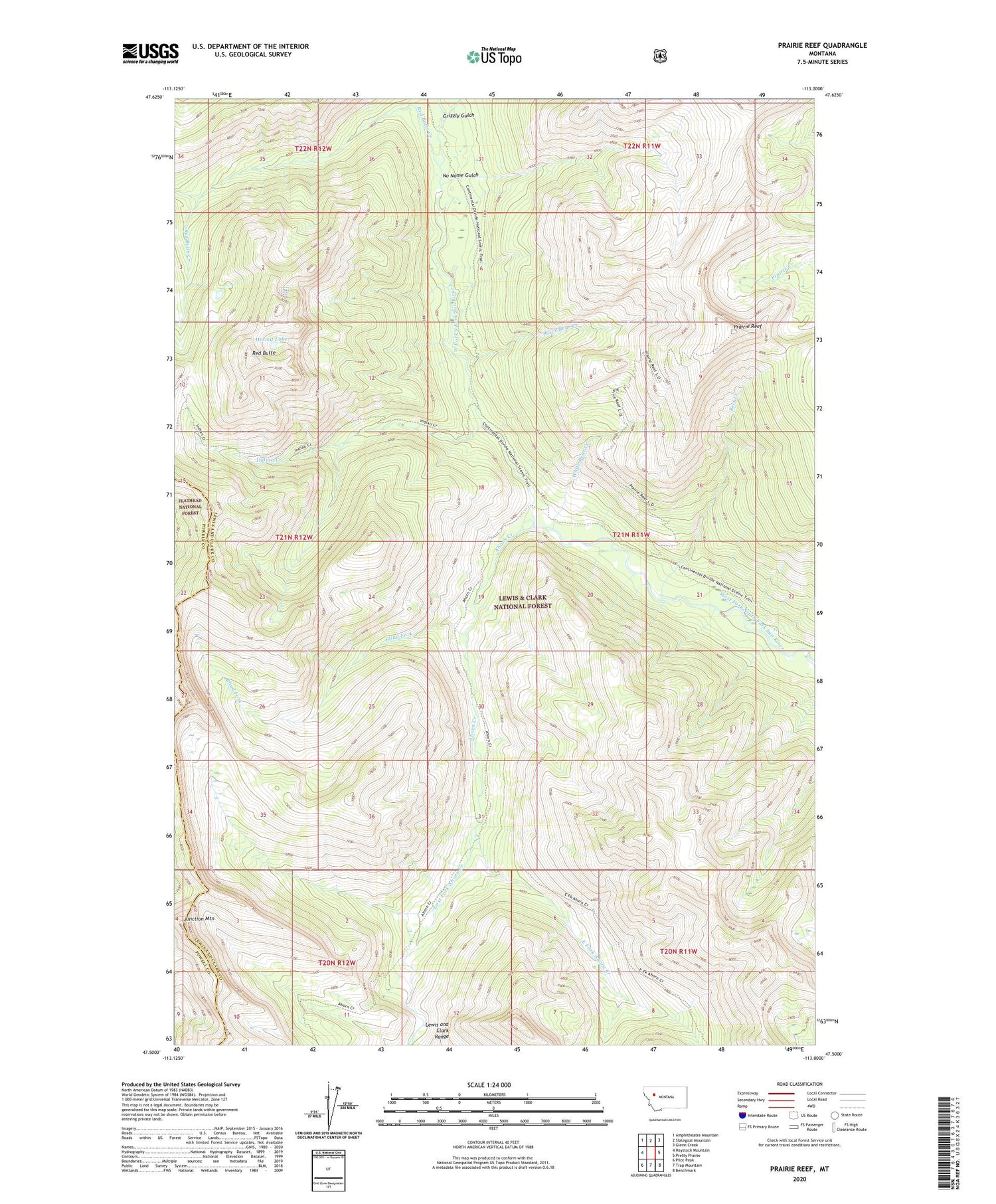 Prairie Reef Montana US Topo Map Image