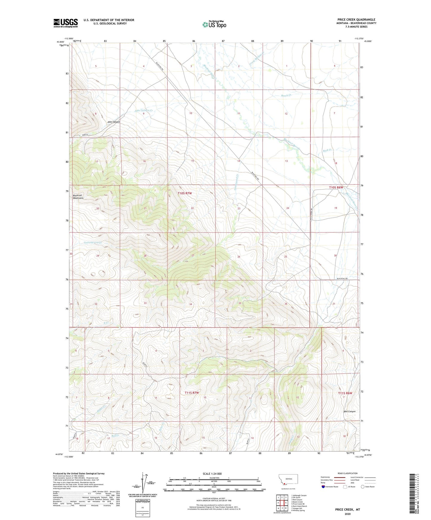 Price Creek Montana US Topo Map Image