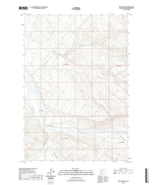 Price Creek NE Montana US Topo Map Image