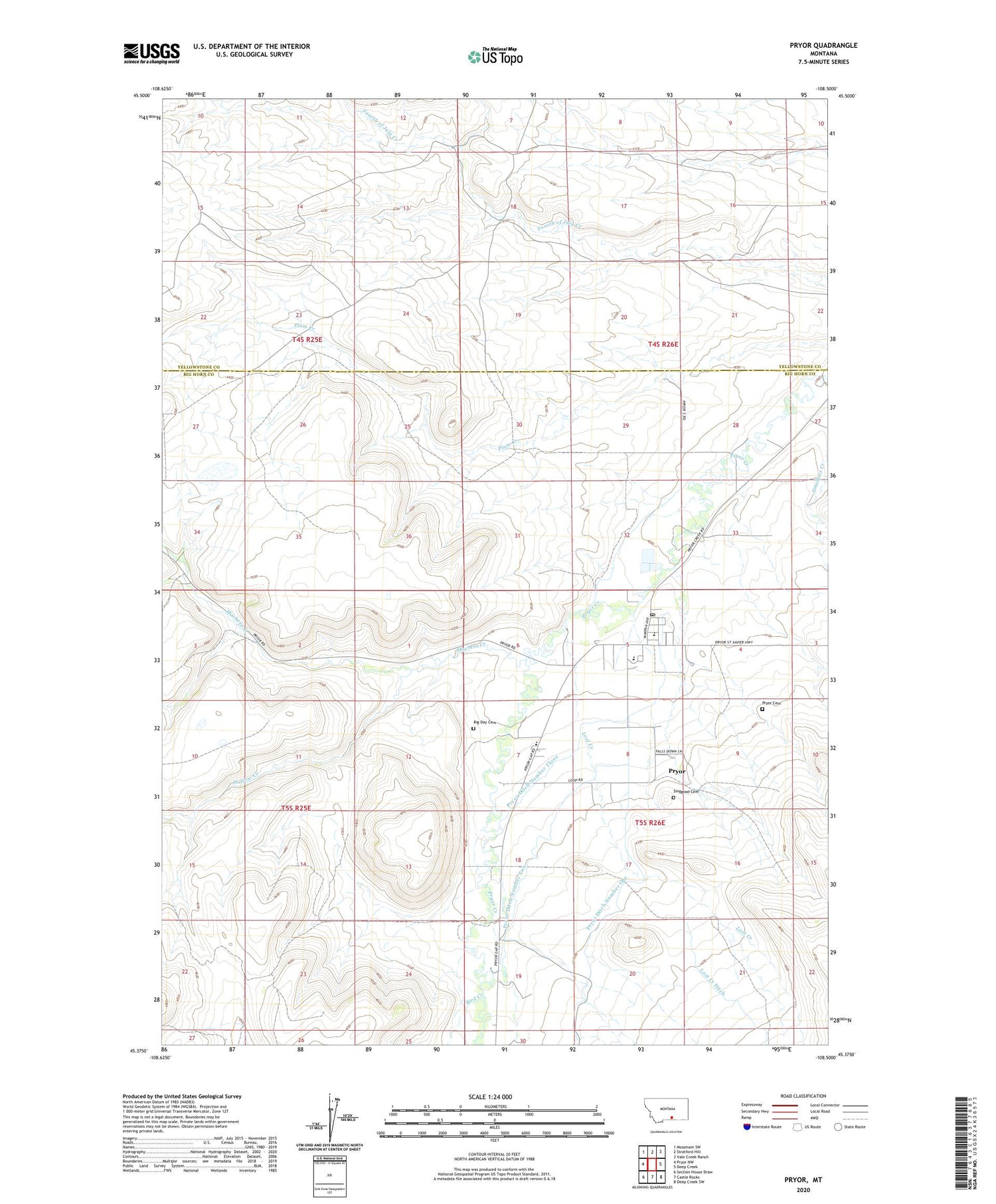 Pryor Montana US Topo Map Image
