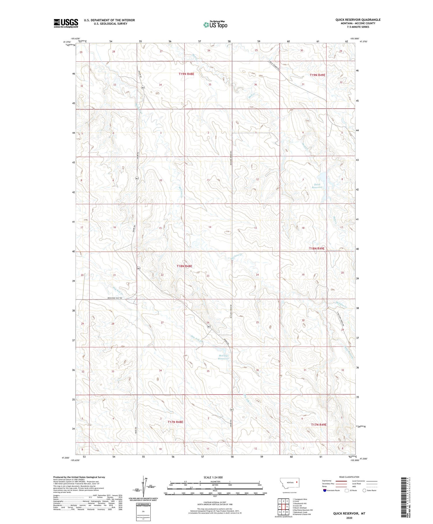 Quick Reservoir Montana US Topo Map Image